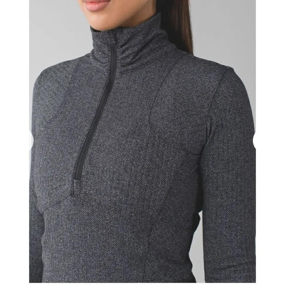 Lululemon Kanto Catch Me Pullover Top Shirt 1/2 Zip Herringbone Size 8 Run Ski